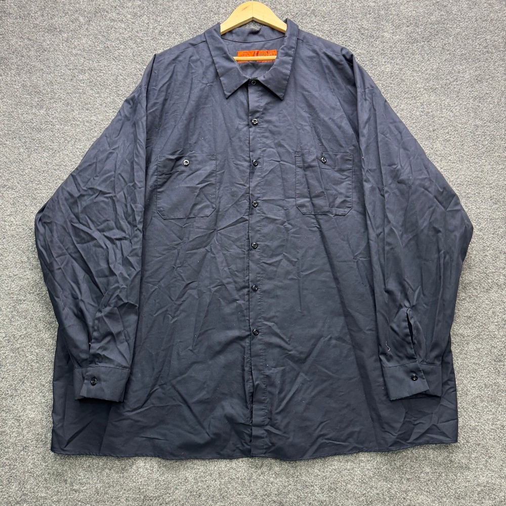 Red Kap SP14NV6 Work Shirt Mens 6XL LN Navy Blue Long Sleeve Casual Button Down